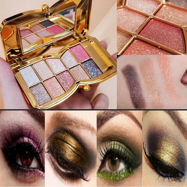 Glitteroogschaduwpalet met 10 sprankelende tinten