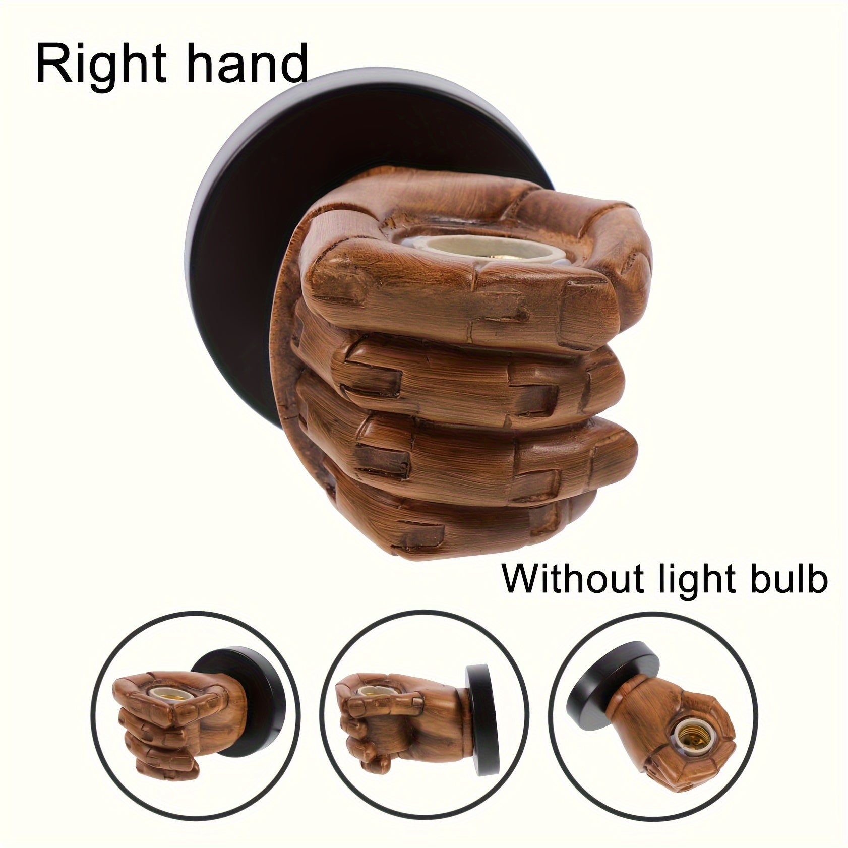 Handvormige wandlamp van hars met industriële E26-fitting