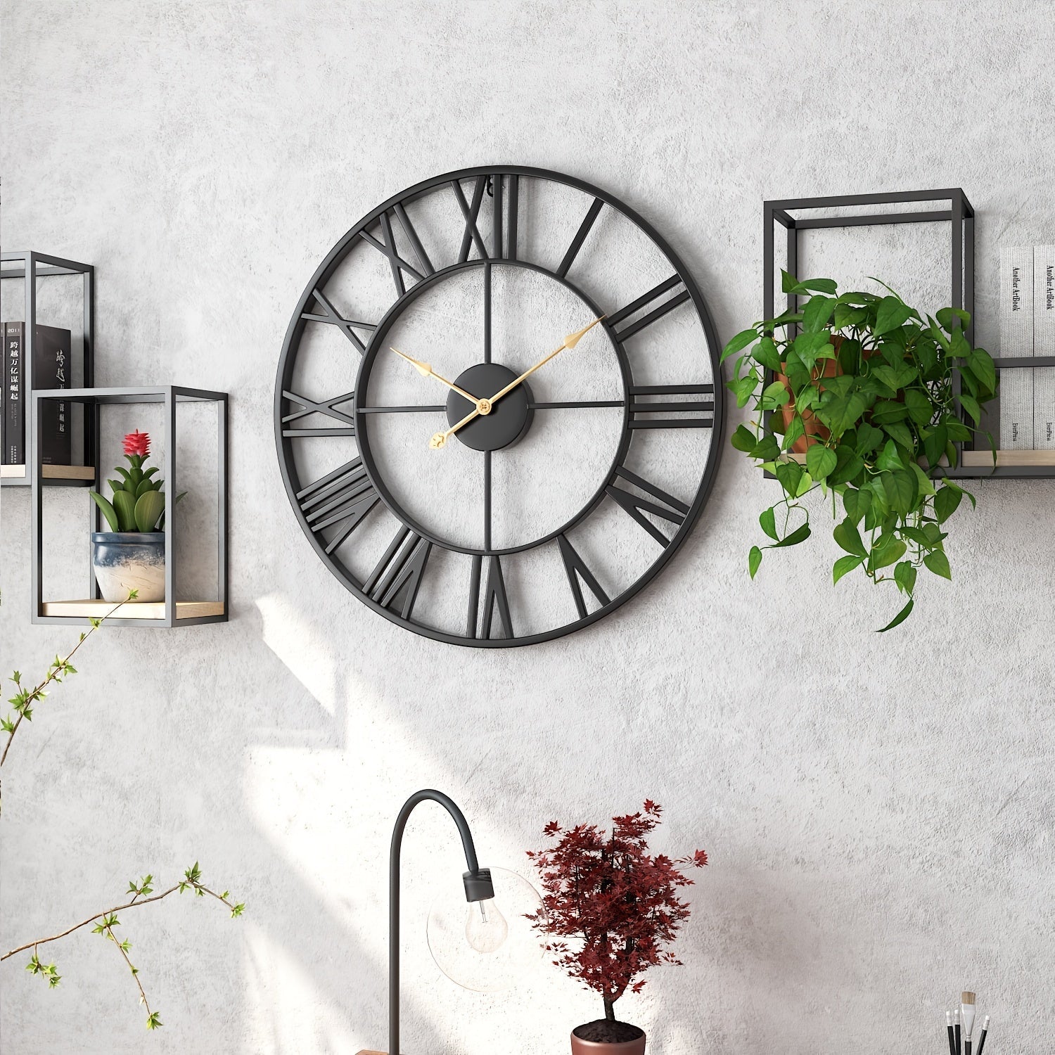 Ronde Metalen Wandklok met Stil Uurwerk