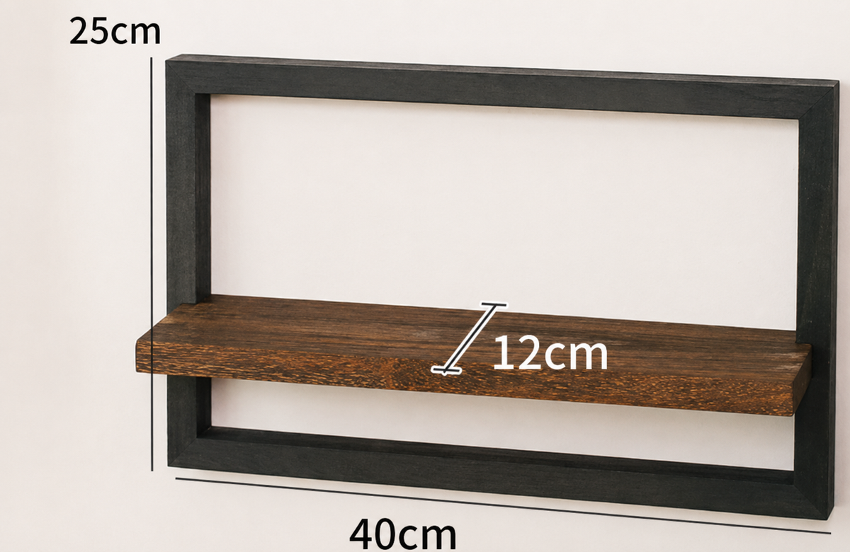 Acaciahouten Wandplank met Stalen Frame en Vintage Uitstraling