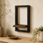 Acaciahouten Wandplank met Stalen Frame en Vintage Uitstraling