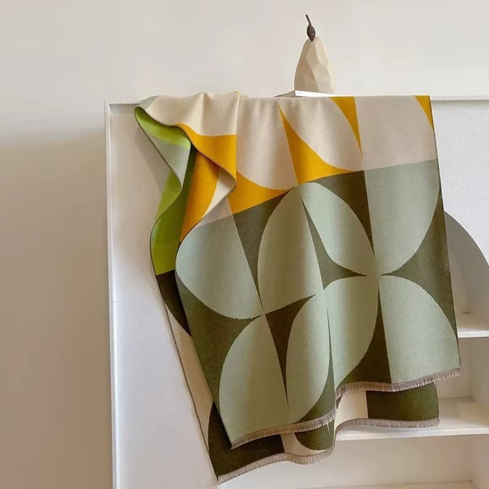Omkeerbare Ponchosjaal Met Geometrisch Patroon Voor Herfst En Winter