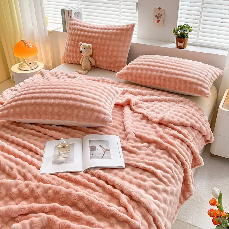 Fleecedeken met Bolletjesstructuur als Plaid voor Bank en Bed