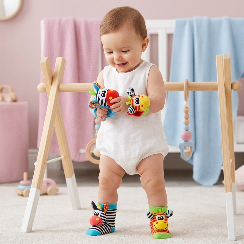 Babysokken En Armband Met Geluid Voor Vroege Ontwikkeling En Dagelijks Spel