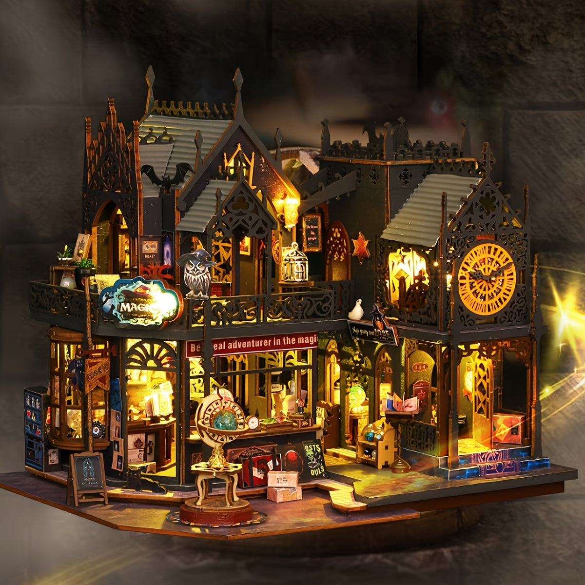 3D Houten Puzzelhuis Met LED Verlichting Voor Creatief Bouwplezier