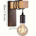 Industriële wandlamp van metaal en hout met E27-fitting