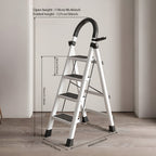 Opvouwbare Huishoudtrap met 3 Treden en Brede Antislip Pedalen