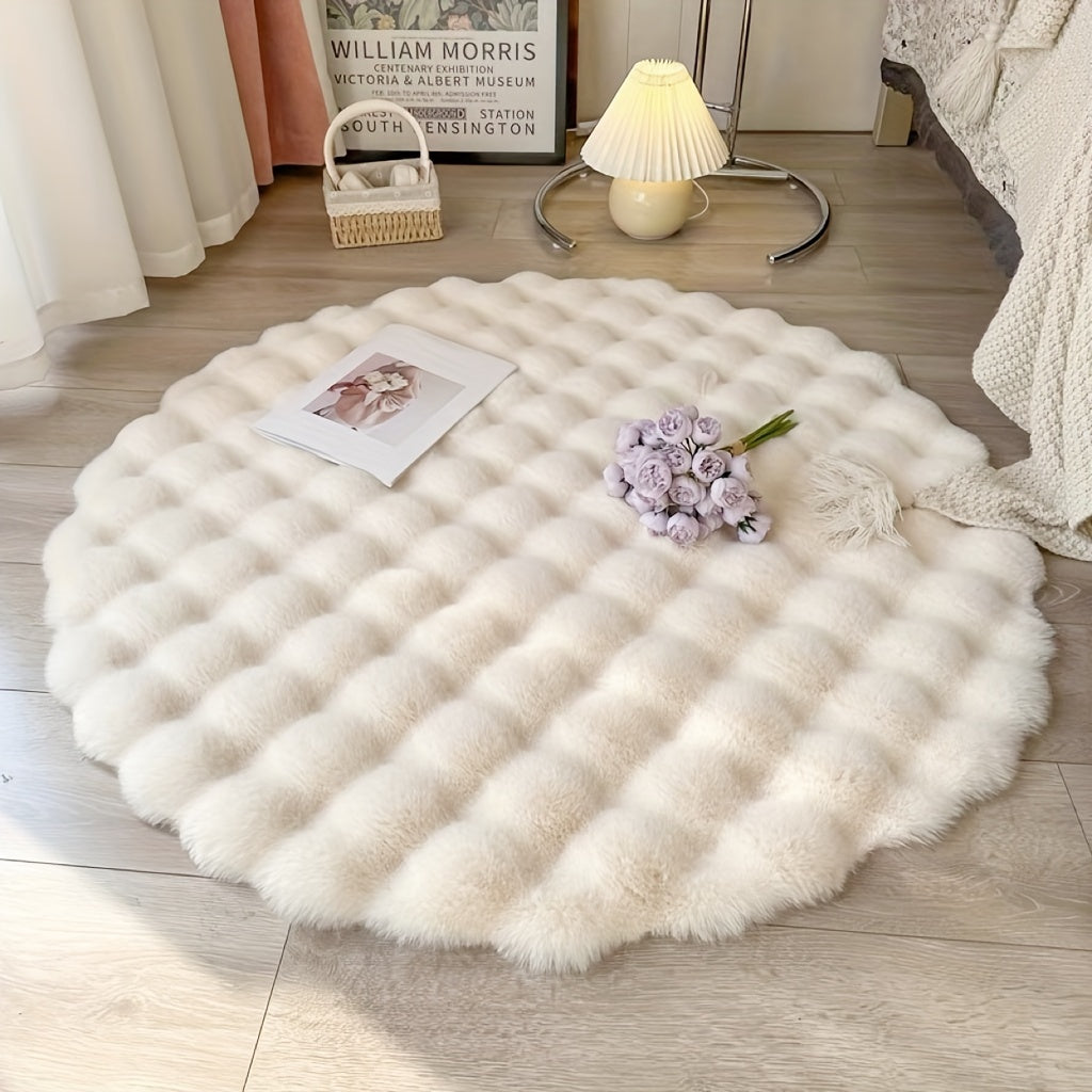 Rond Bubble Vloerkleed met Zachte Fleece Structuur