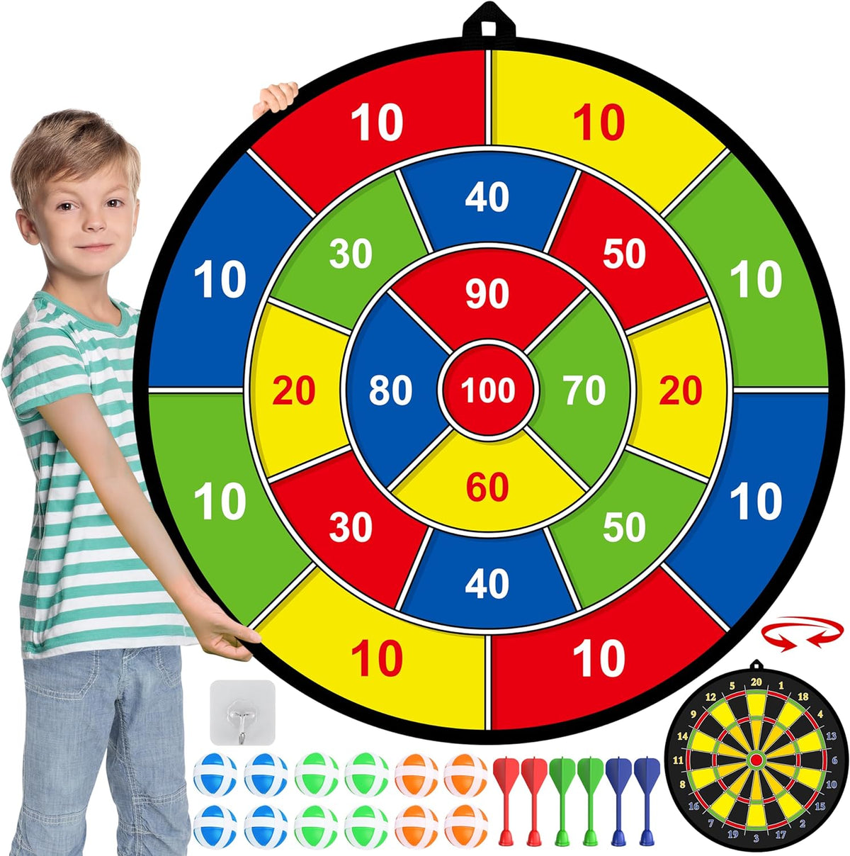 Groot Dubbelzijdig Dartbord voor Kinderspel en Vaardigheidstraining