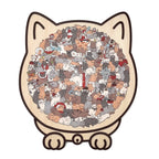 Rustgevende Houten Kattenpuzzel in Morandi‑kleuren