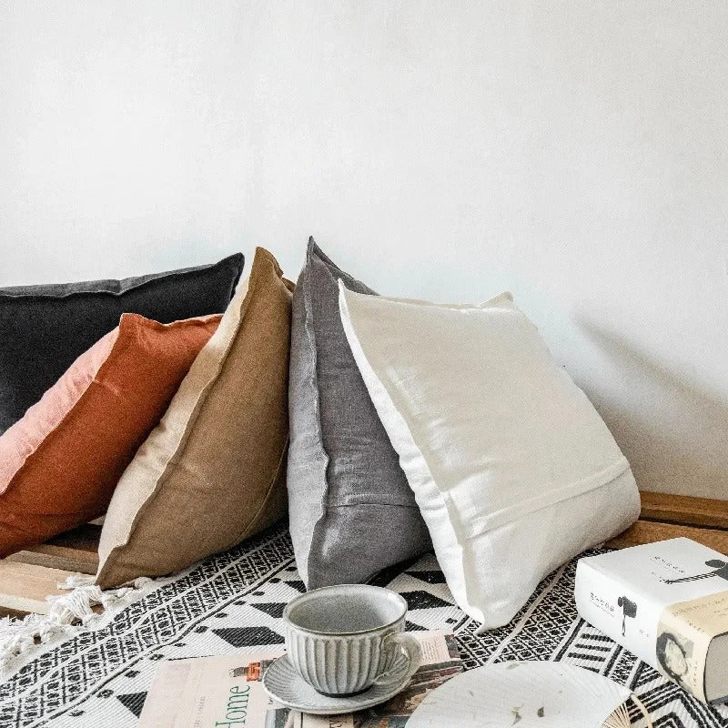 Linnenvezel Kussenhoes Met Koele Textuur En Luxe Zachte Afwerking Voor Sofa En Slaapkamer
