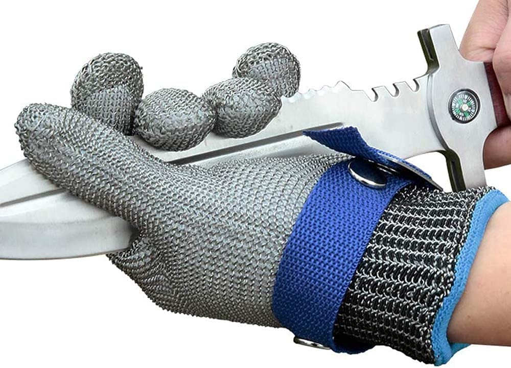 Snijbestendige Handschoenen met Flexibel Edelstaalweefsel en Verstelbare Polsband