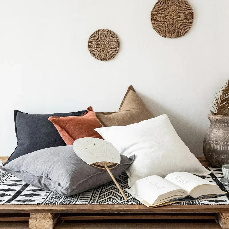 Linnenvezel Kussenhoes Met Koele Textuur En Luxe Zachte Afwerking Voor Sofa En Slaapkamer