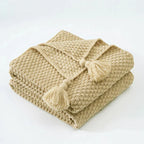 Gebreide Plaid van Wol met Kwasten voor Bank en Bed