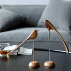 Scandinavische Houten Vogelsculpturen – Set van 2