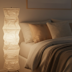 Japanse Vloerlamp met Organische Vorm en Zachte Rustgevende Sfeerverlichting