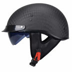 Carbon Half‑Face Motorhelm met Lichtgewicht Constructie en Veiligheidscertificering