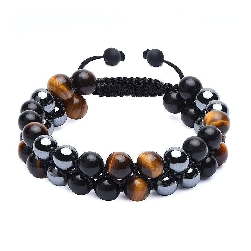 Dubbel Laags Kristallen Armband met Elastische Pasvorm en Luxe Geschenkdoos