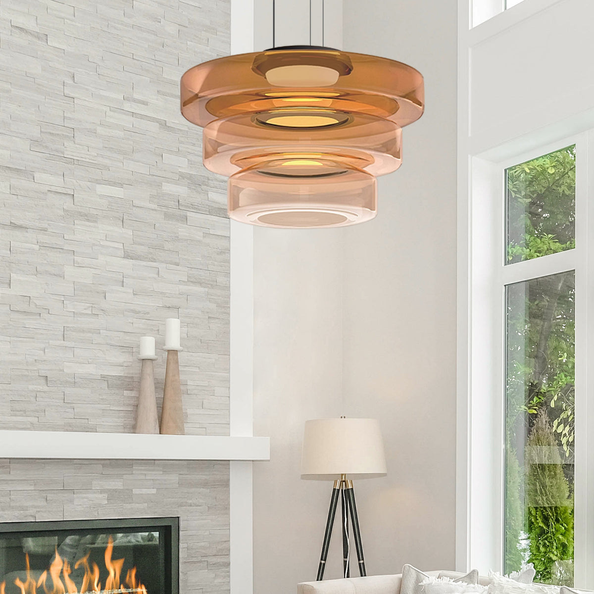 Gelaagde Glazen Hanglamp Met Warme LED-Verlichting En Tijdloos Design