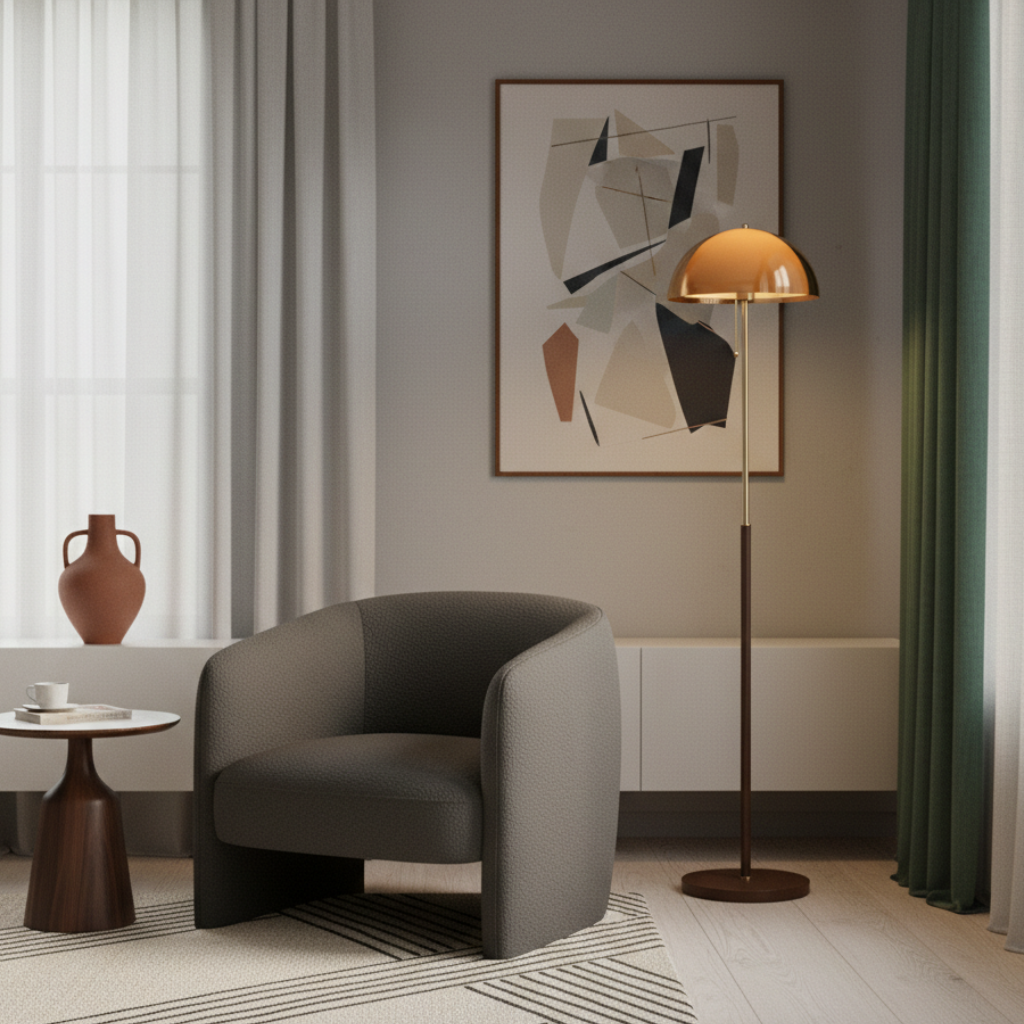 Vloerlamp met Acryl Koepel en Slanke Stijlvolle Basis