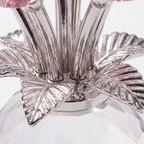 Kristallen Rozen Glas Facetvaas Regenboogreflectie Decoratief Ontwerp