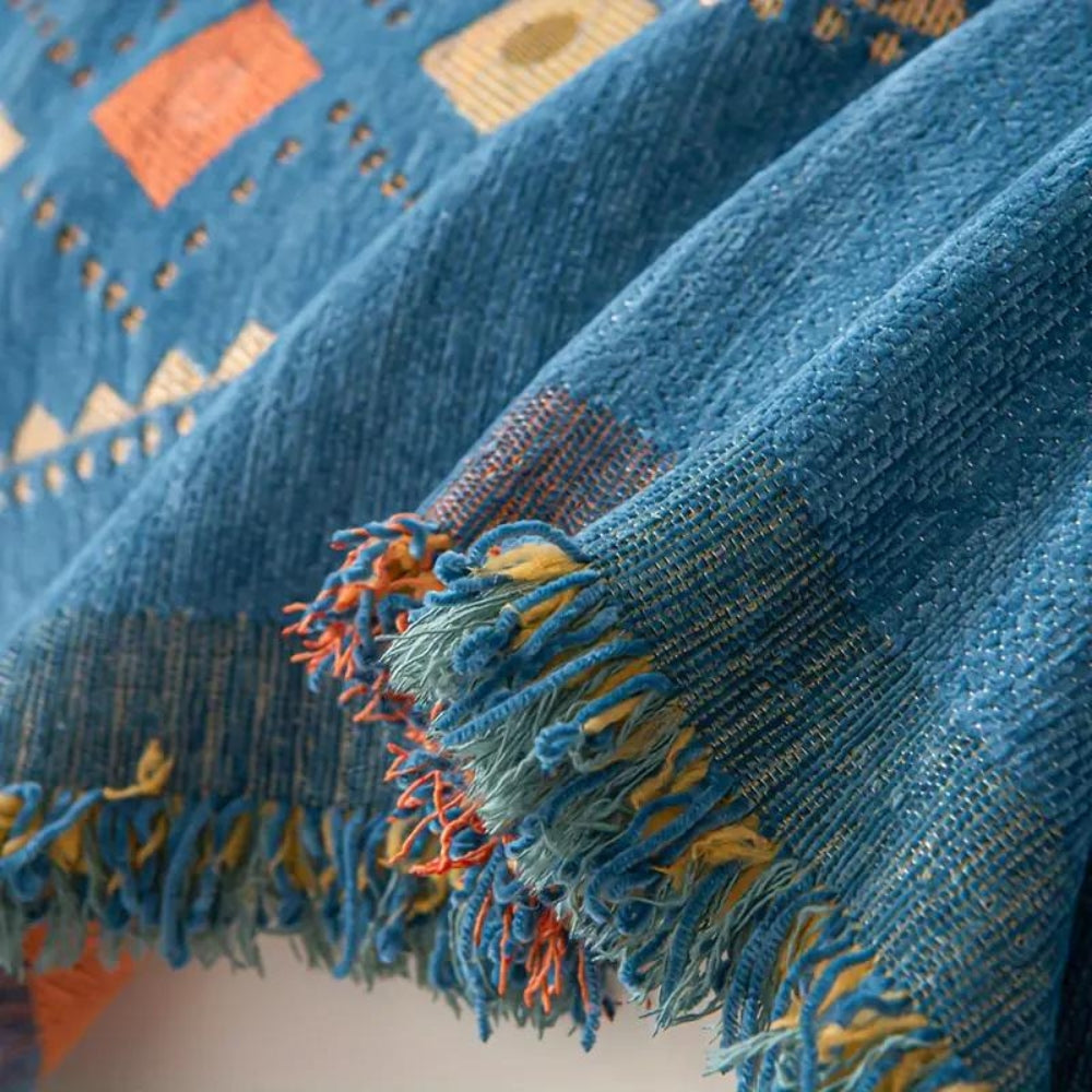 Banksprei van Chenille met Geometrisch Motief en Franjes voor de Bank