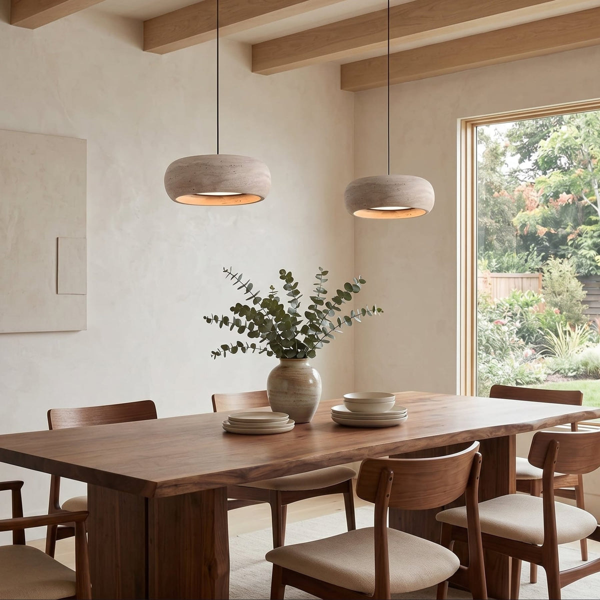 Travertin Hanglamp Met Slank Profiel En Dimbare Lichtkleuren Voor Moderne Ruimtes