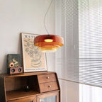 Luxe Glazen Hanglamp met Unieke Handgemaakte Kap voor Warme Sfeerverlichting