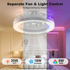 Plafondventilator met RGB LED-Verlichting en Dimbare Lamp voor Woonkamer