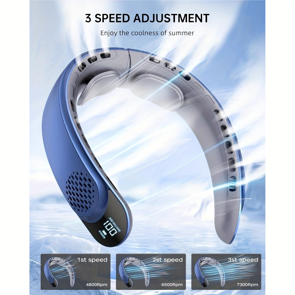 Draagbare Nekventilator met 360° Koeling en LED-Display voor Onderweg