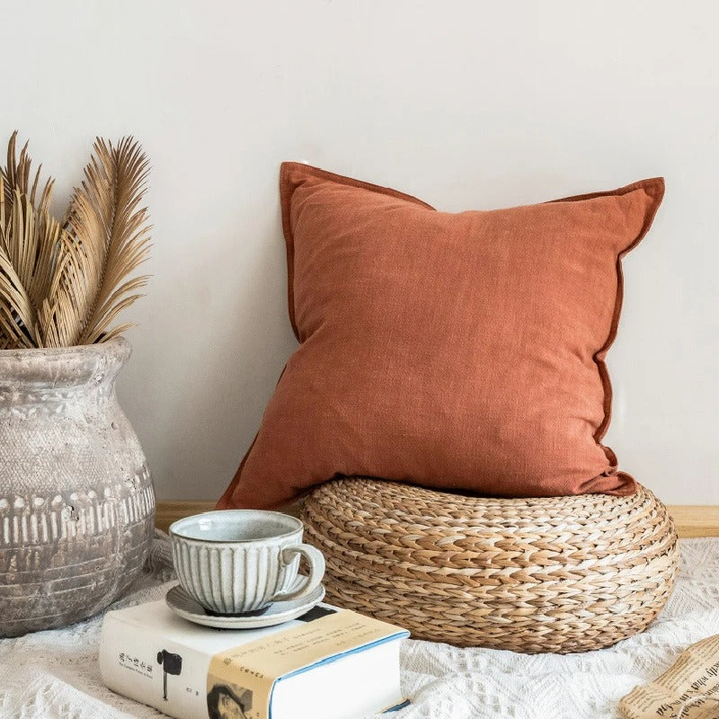 Linnenvezel Kussenhoes Met Koele Textuur En Luxe Zachte Afwerking Voor Sofa En Slaapkamer