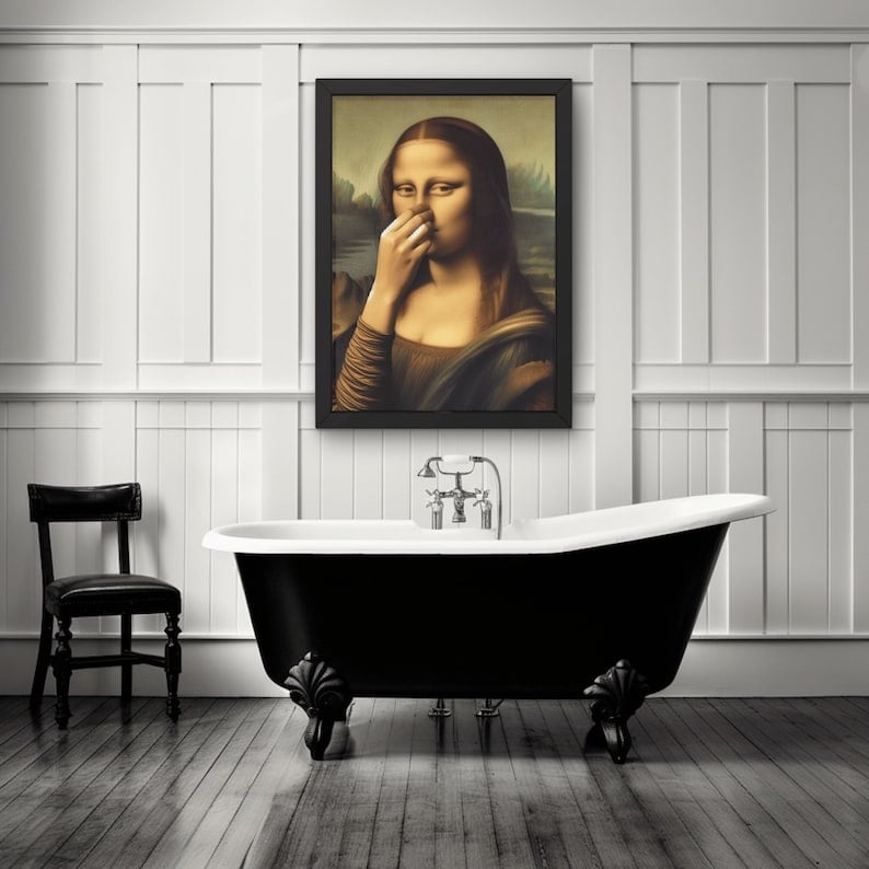 Badkamer Wandcanvas Met Humoristische Kunst En Vochtbestendige Afwerking
