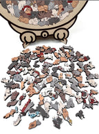 Rustgevende Houten Kattenpuzzel in Morandi‑kleuren