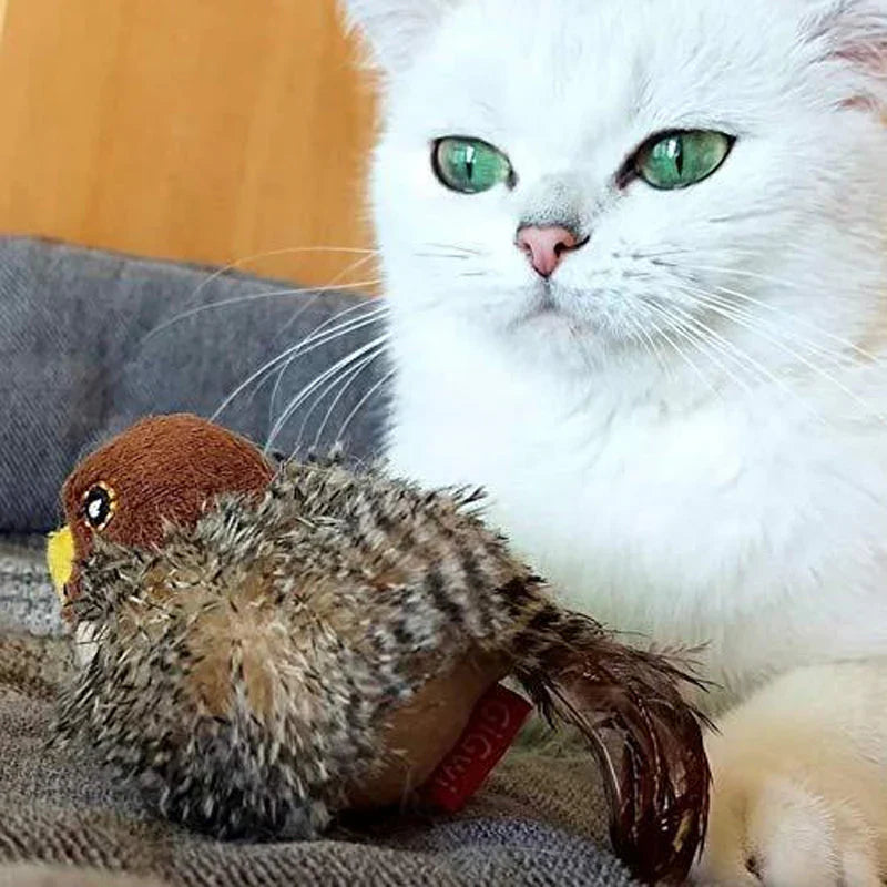 Interactief Vogelspeeltje voor Katten met Geluid en Veerbeweging