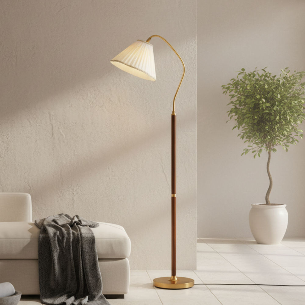 Japanse Vloerlamp met Houten Basis en Zachte Warme Sfeerverlichting