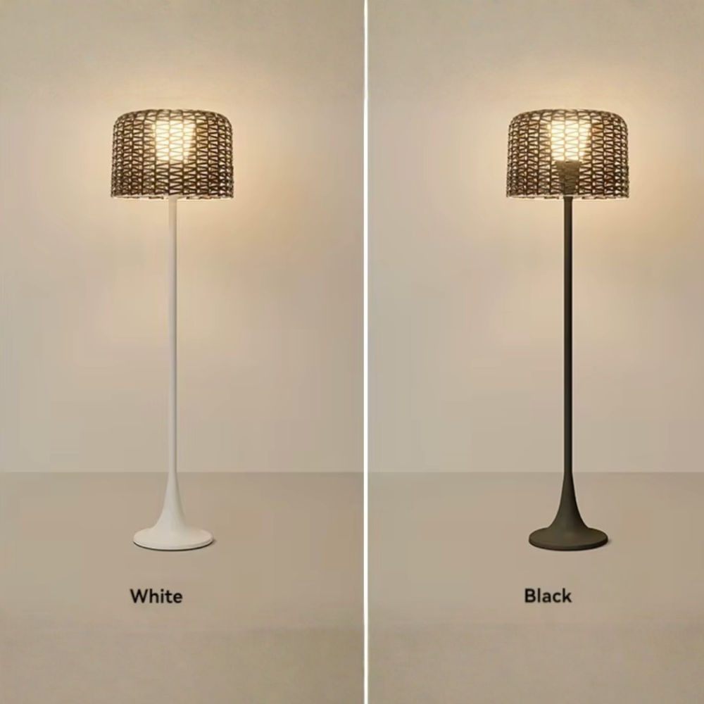Buitenlamp met Gevlochten Kap en Warme Weerbestendige LED‑Sfeerverlichting