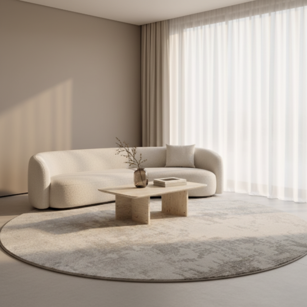 Rond Vloerkleed met Zachte Pluche Structuur en Comfortabele Dikke Textuur