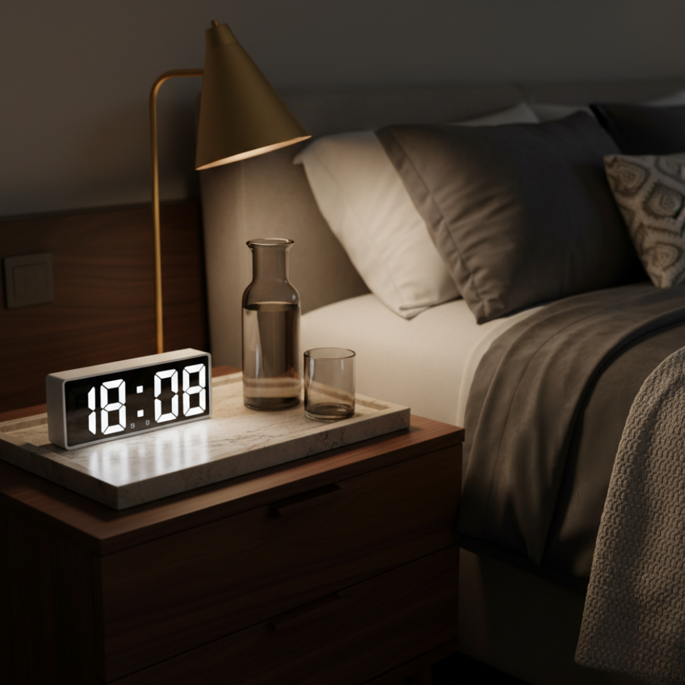 Digitale Wekker met Spiegelweergave en Moderne LED‑Functies