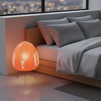 Japanse Tafellamp of Vloerlamp met Organische Papieren Vorm en Warme Sfeerverlichting