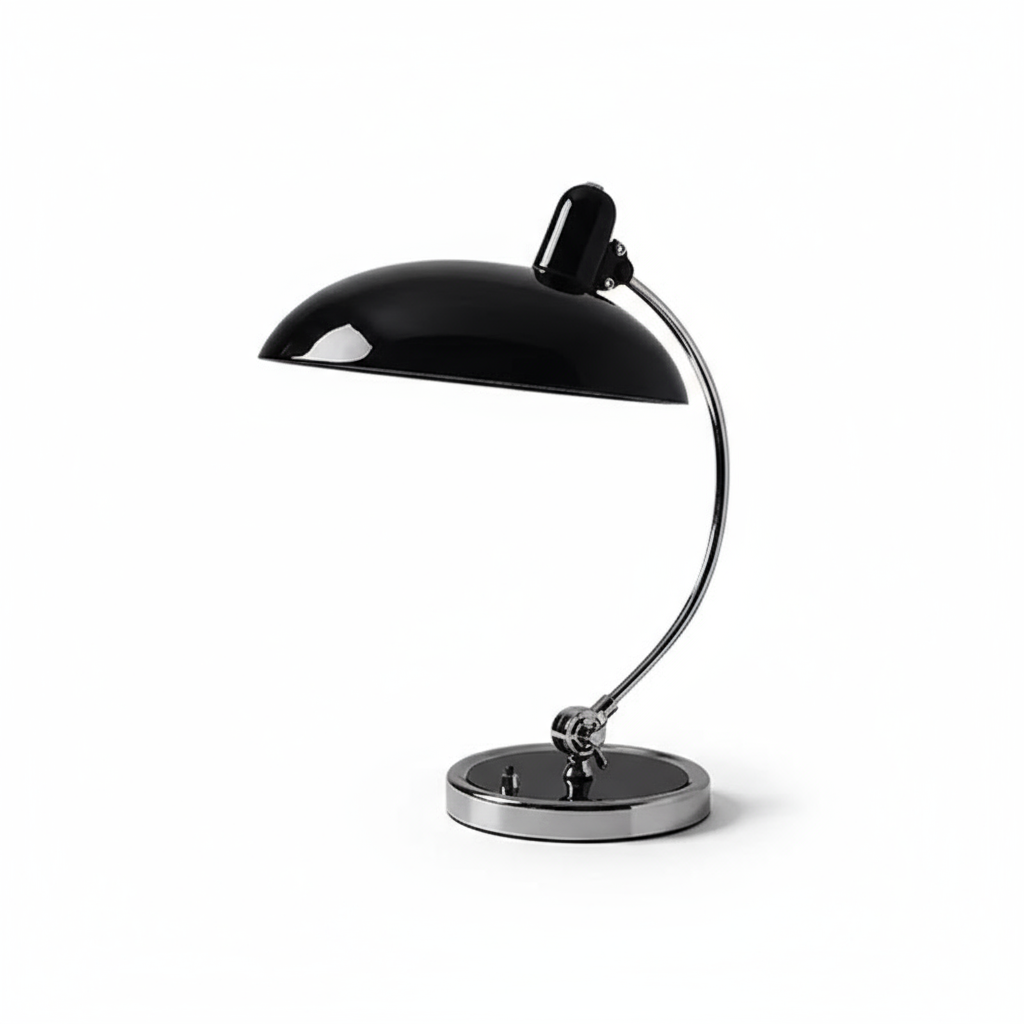 Moderne Metalen Tafellamp met Gebogen Arm en E27 Fitting
