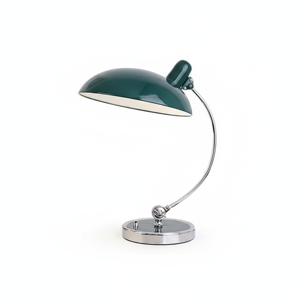Moderne Metalen Tafellamp met Gebogen Arm en E27 Fitting
