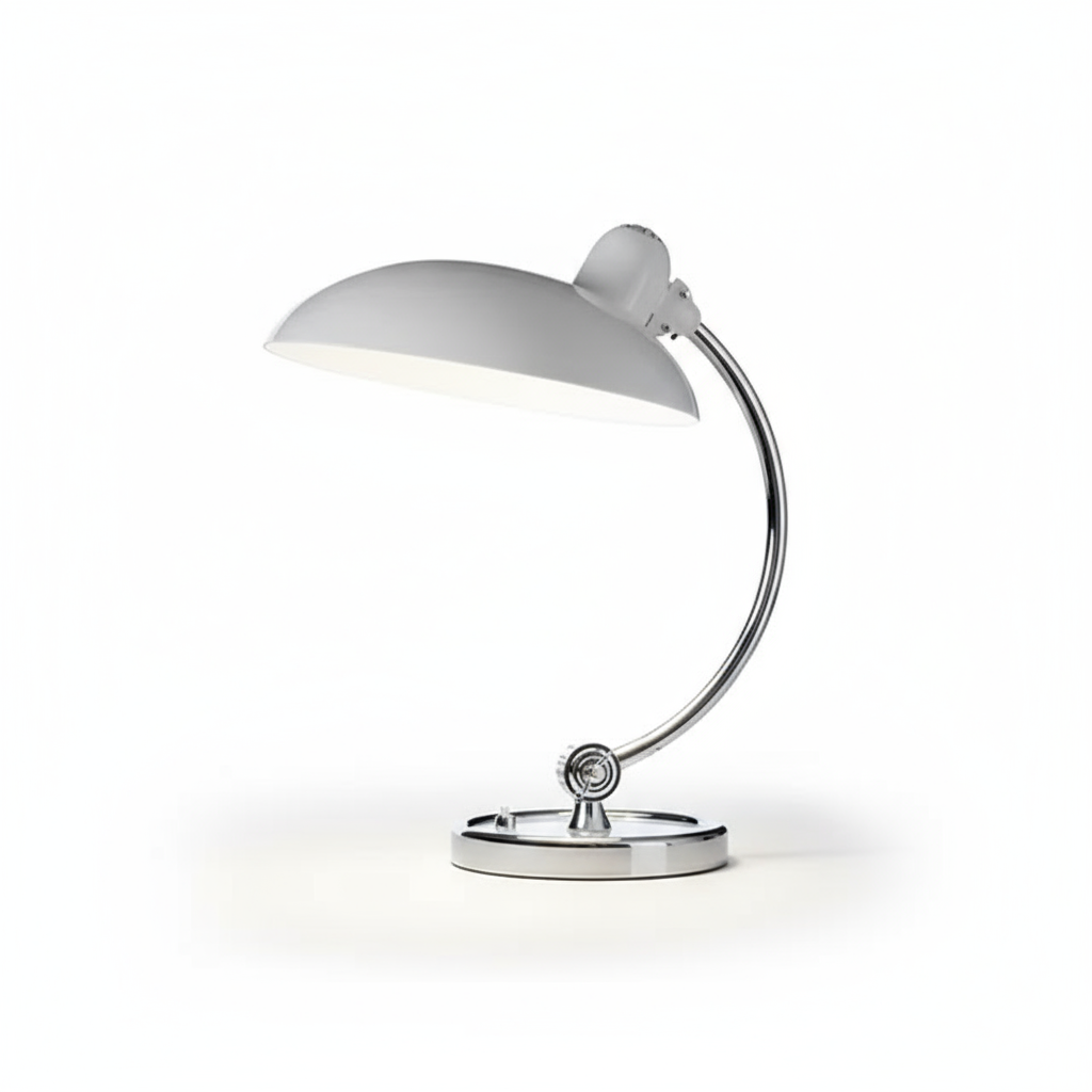 Moderne Metalen Tafellamp met Gebogen Arm en E27 Fitting