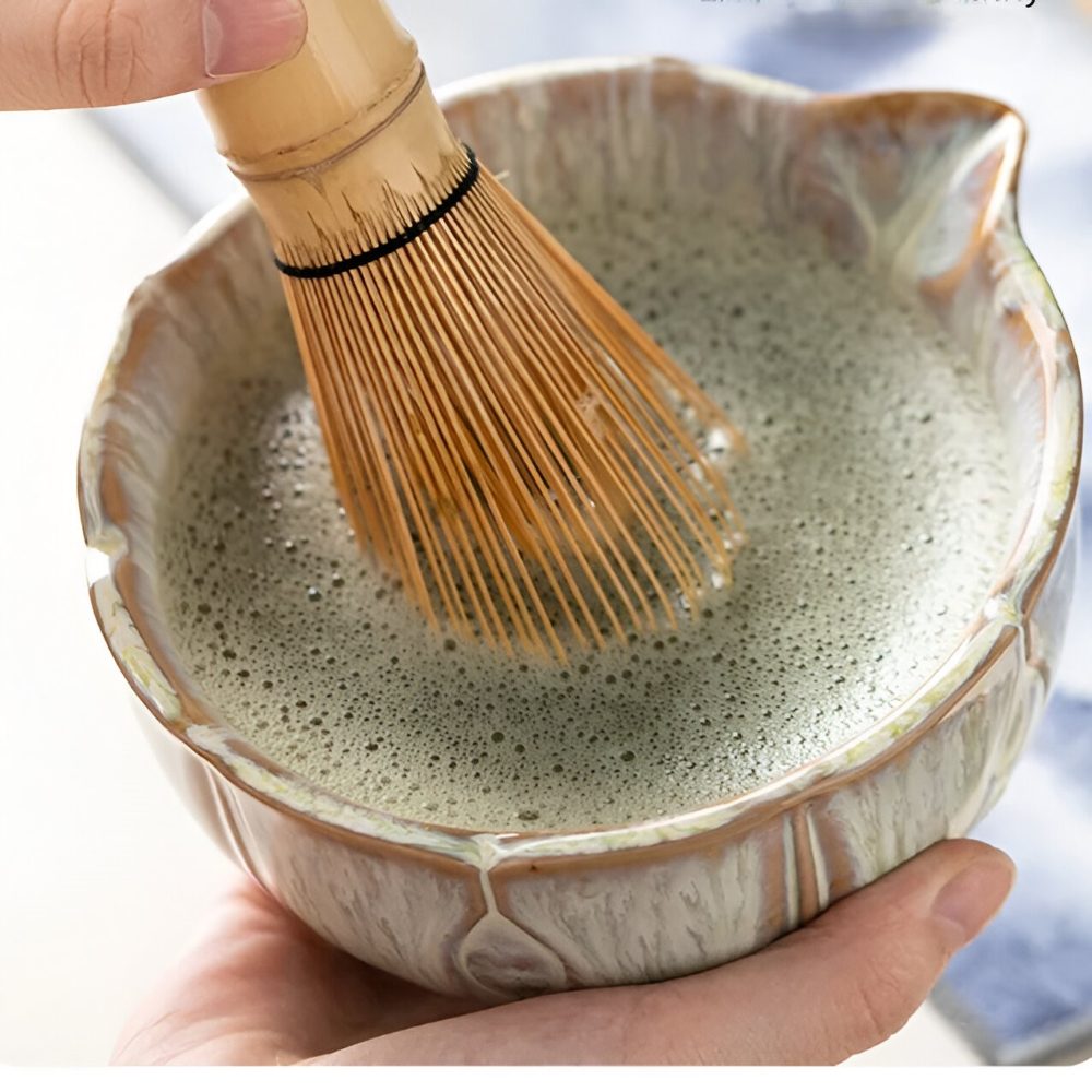 8-Delige Matcha Theeset Met Keramische Kom En Bamboe Accessoires