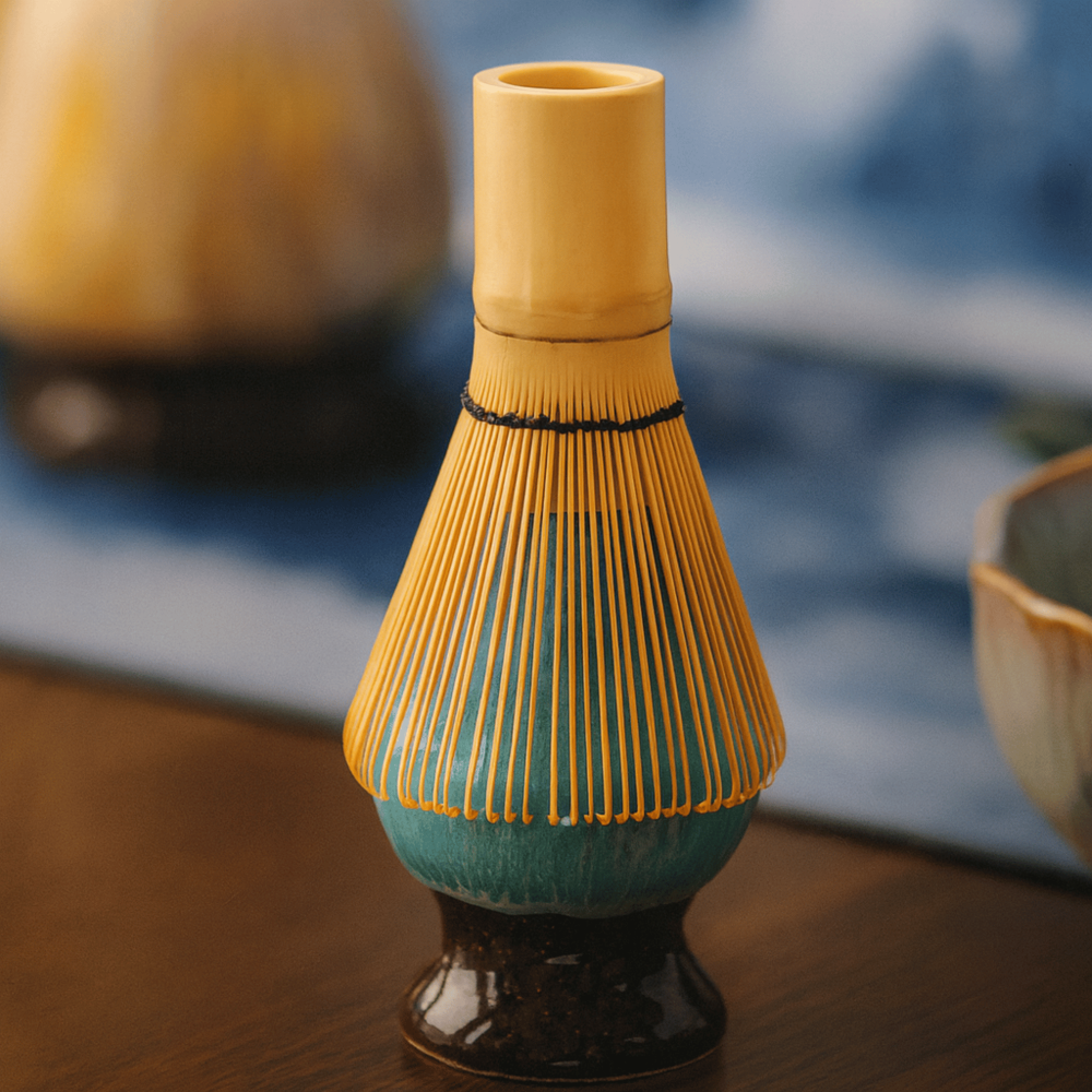 8-Delige Matcha Theeset Met Keramische Kom En Bamboe Accessoires