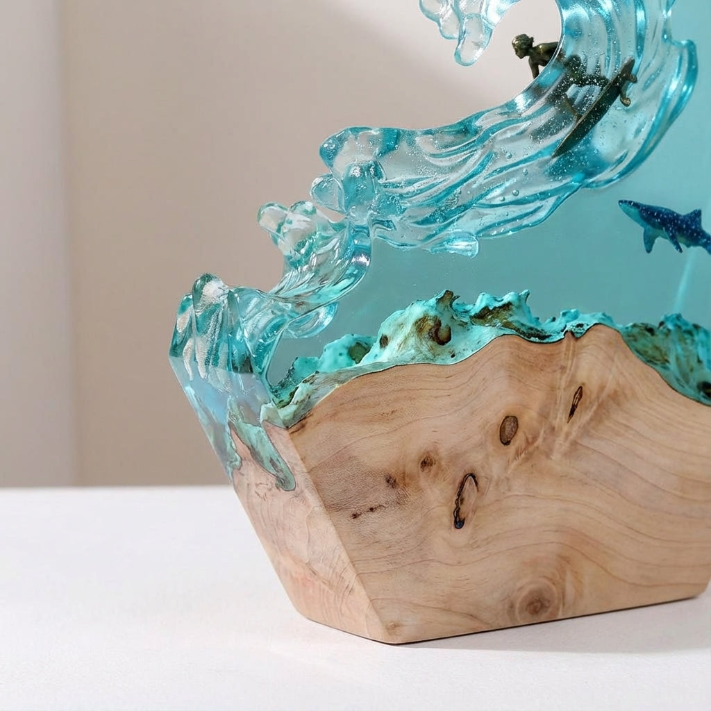Resin Tafellamp Met Oceaanmotief En Dimbare Sfeerverlichting