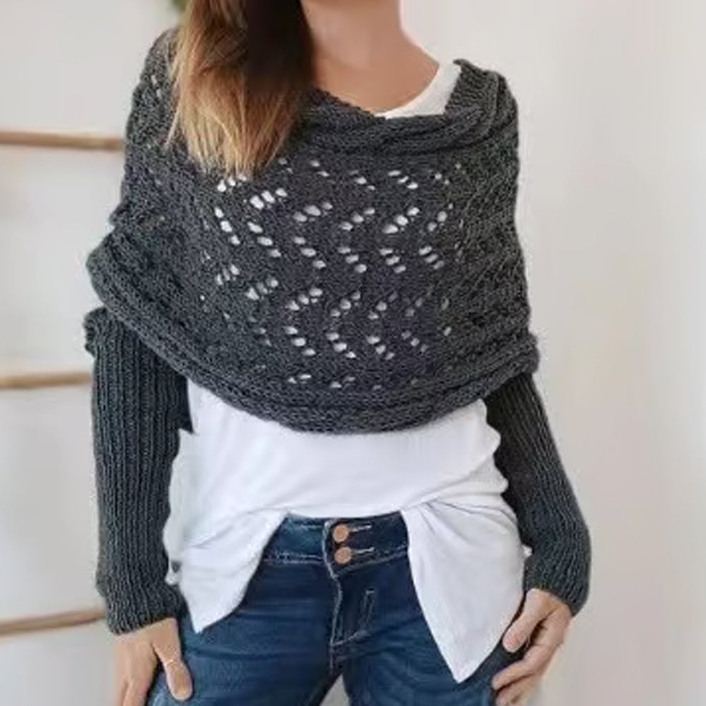 Gebreide Schoudersjaal Met Mouwen Voor Comfort En Tijdloze Stijl