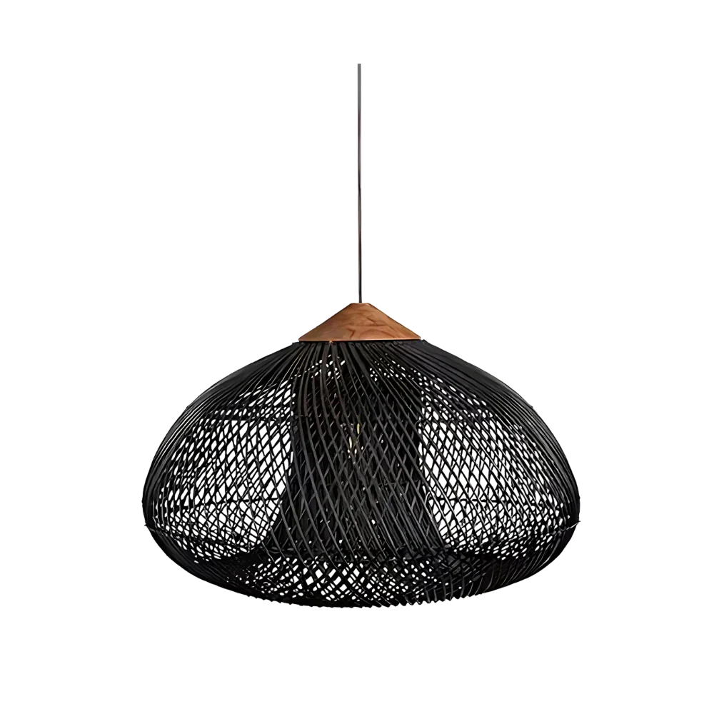 Rieten Hanglamp Met Handgevlochten Kap En Zachte Natuurlijke Lichtspreiding