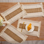 Katoen‑Jute Placemats Set van 4 met Rustieke Geweven Structuur