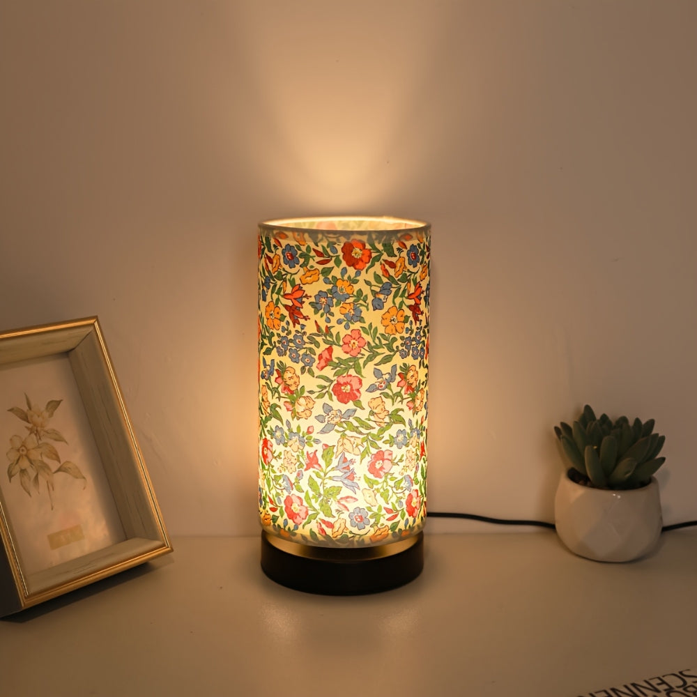 Bloemen Tafellamp Met Stoffen Kap Voor Sfeervolle Verlichting