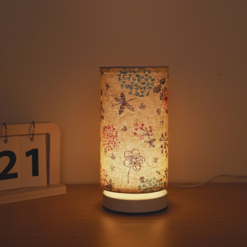 Bloemen Tafellamp Met Stoffen Kap Voor Sfeervolle Verlichting